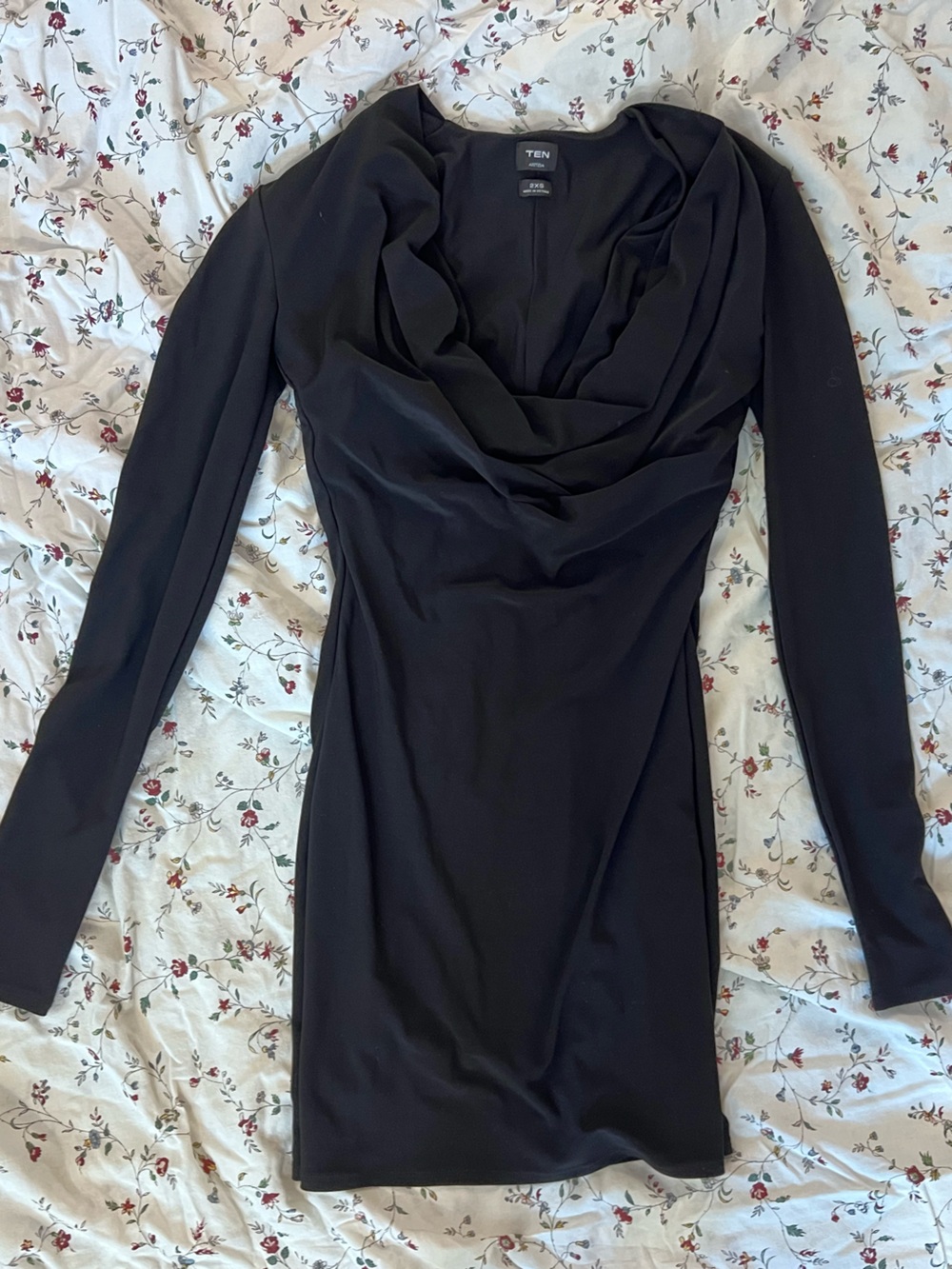 Aritzia Black Long-Sleeve Cowl Neck Bodycon Dress